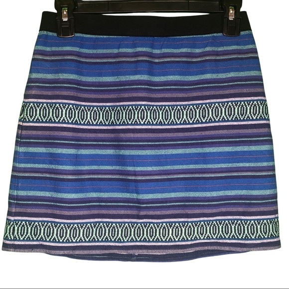 American Eagle Blue Aztec Pattern Striped Mini Skirt - Picture 1 of 6